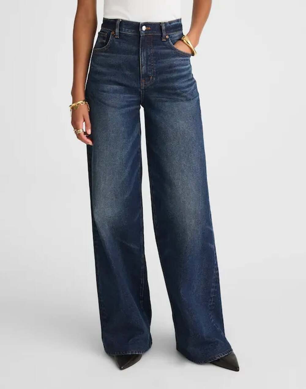 Madewell Superwide-Leg Jeans Size 25 Dark Wash Denim